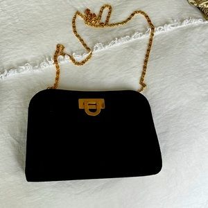 Italian black quilted evening bag. Never used